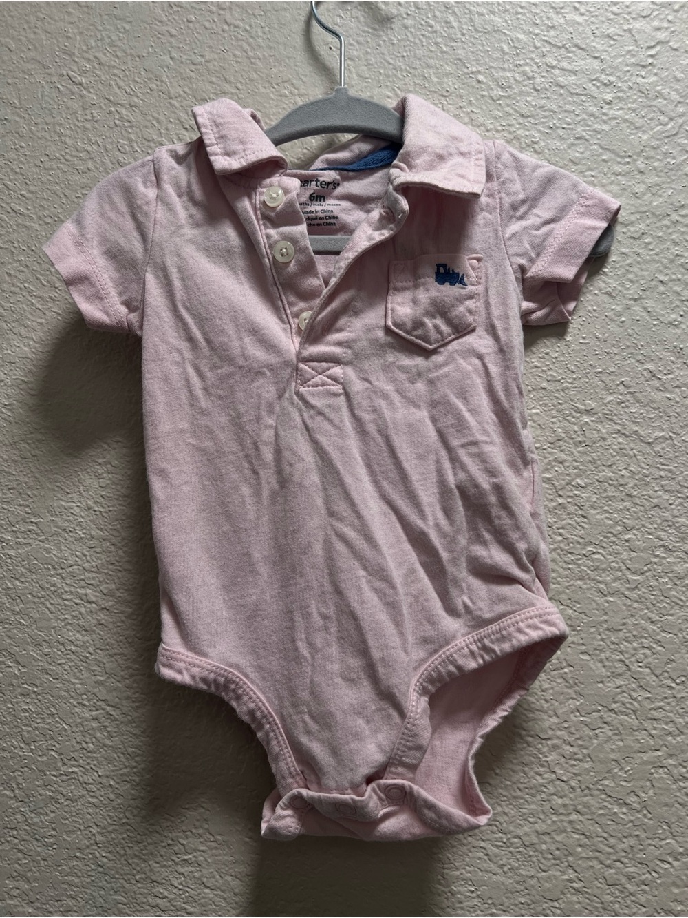 Carter's Pink Polo Bodysuit Baby 6M